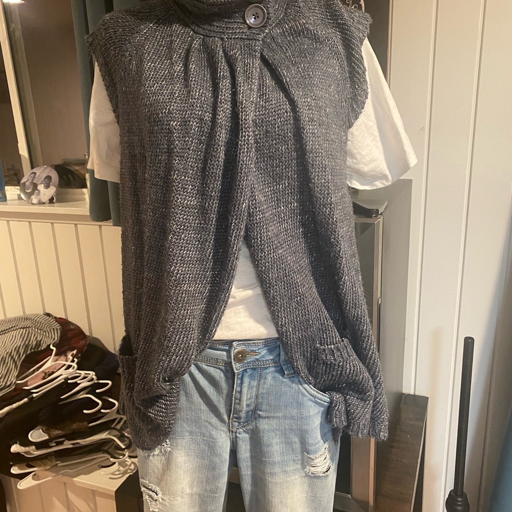 Women's Charcoal Knit Sweater Vest